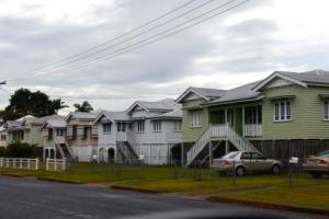 The distinctive Queenslanders houses in a row, Maryborough